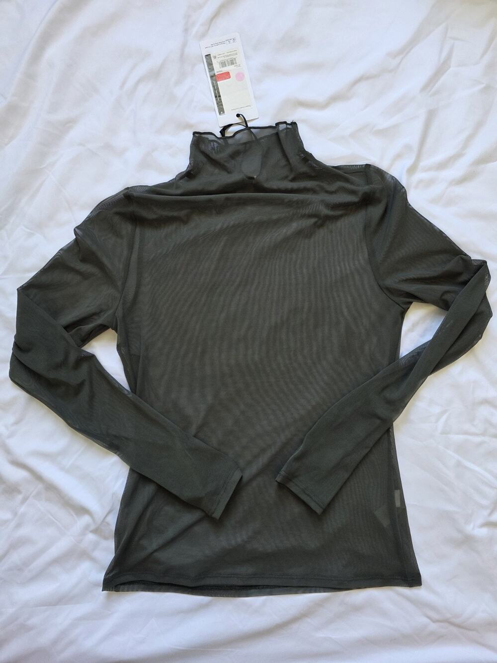 Calia Long Sleeve Green Mesh Turtle Neck Medium